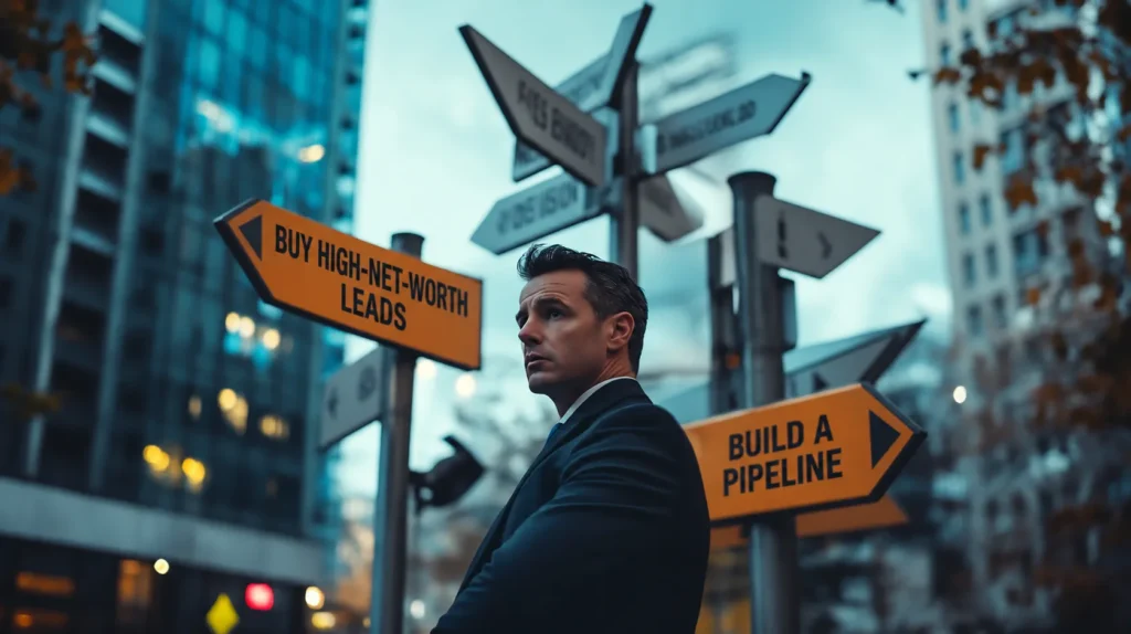 Financial advisor deciding whether to buy high net worth leads or build a pipeline